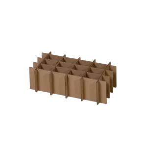 Croisllons en carton ondulé simple cannelure 2 faces écrues avec débords, croisillons montés 12 cases, en matière recyclable, empreinte carbone faible