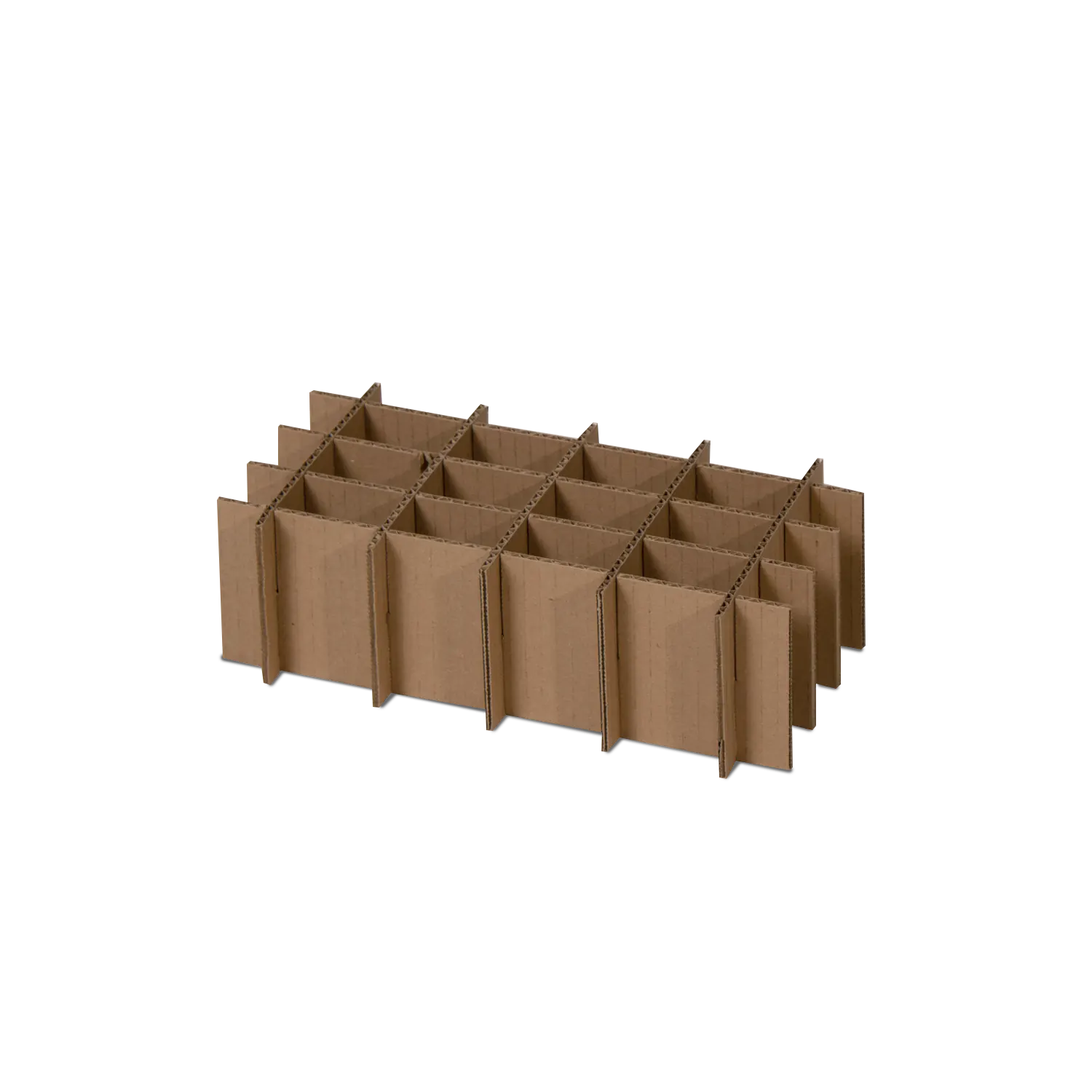 Croisllons en carton ondulé simple cannelure 2 faces écrues avec débords, croisillons montés 12 cases, en matière recyclable, empreinte carbone faible