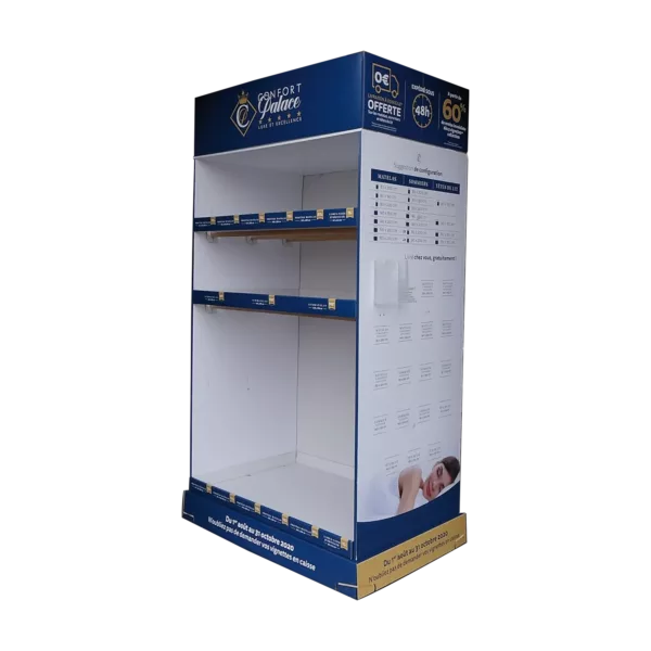 Display PLV en carton ondulé format palette pour présentation de grand produit en magasin