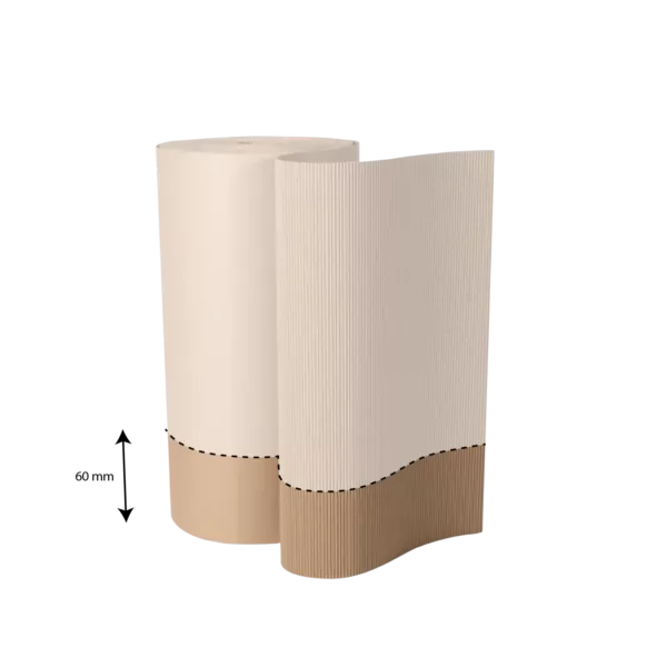 Rouleau en carton ondulé simple face 60 mm cannelure apparente