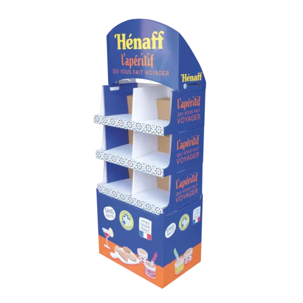 3 Bacs empilables avec socle et fronton fabriqué en carton recyclé et 100% recyclable