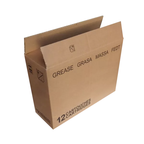 Caisse américaine écru en carton ondulé sur-mesurene impression noir