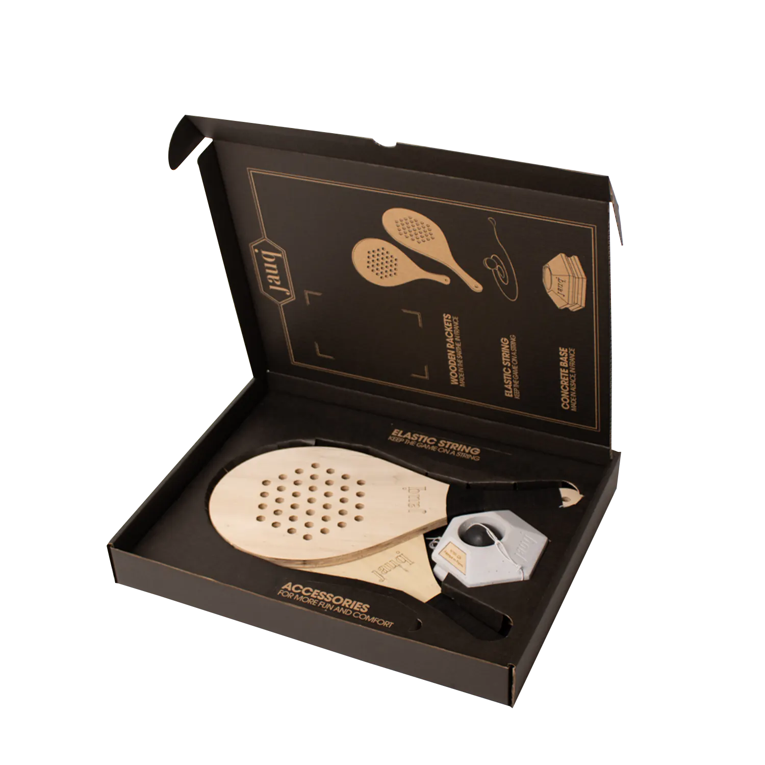 Coffret design en carton noir et calage sur mesure