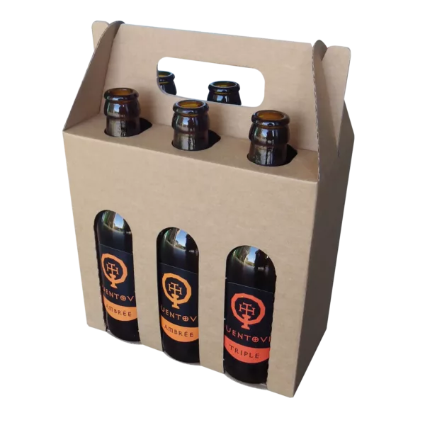 Coffret en carton neutre pour 3 bouteilles de bières standards