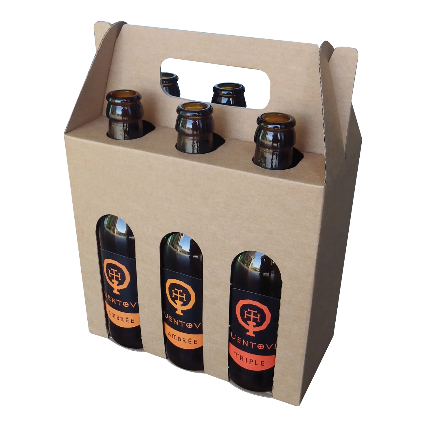 Coffret en carton neutre pour 3 bouteilles de bières standards