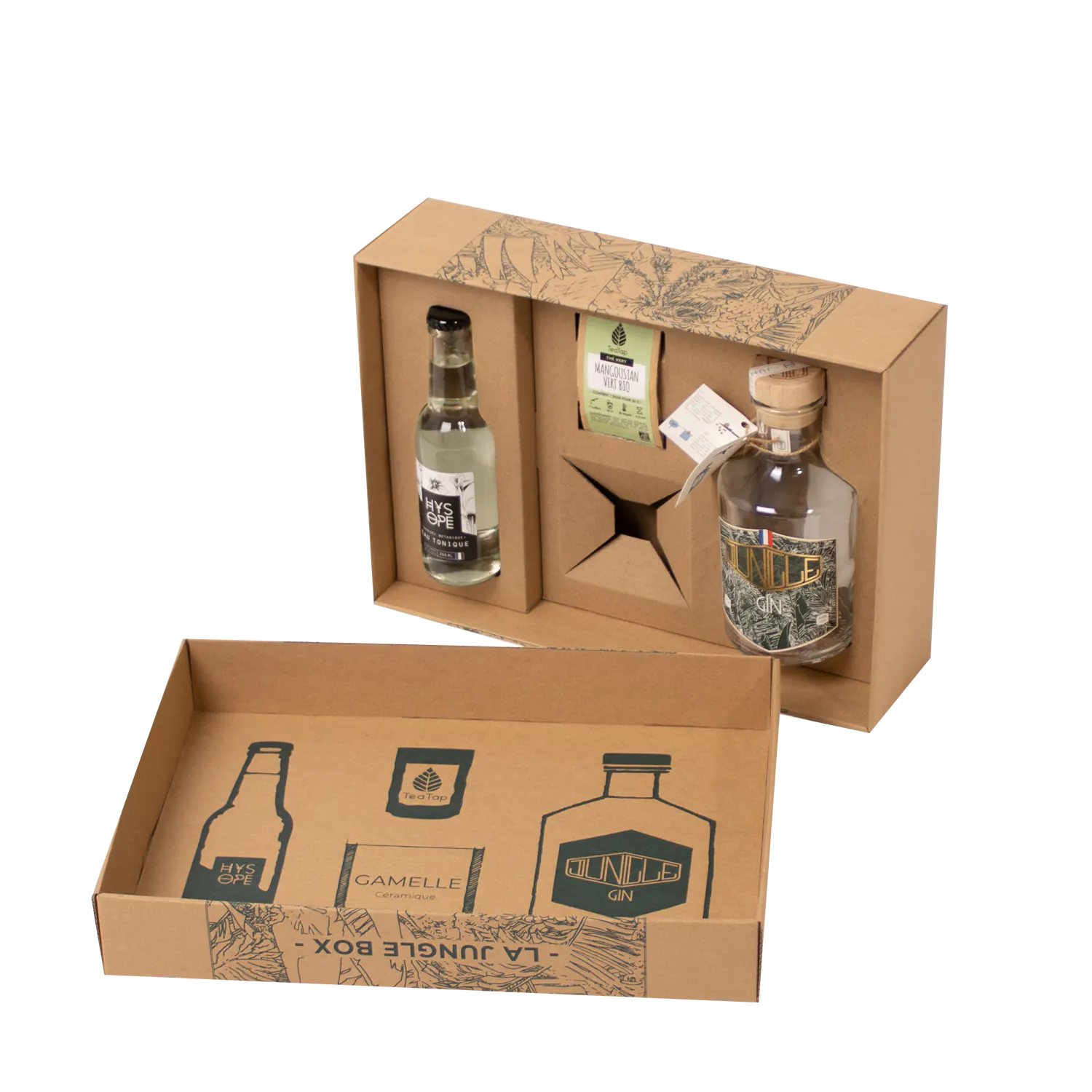 Coffret en carton personnalisé sur-mesure pour bouteille de GIN