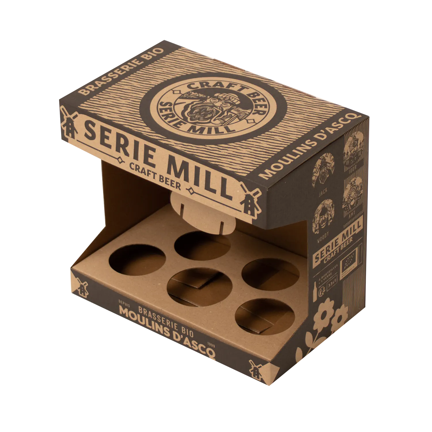 Coffret carton kraft pour 6 bouteilles de bieres